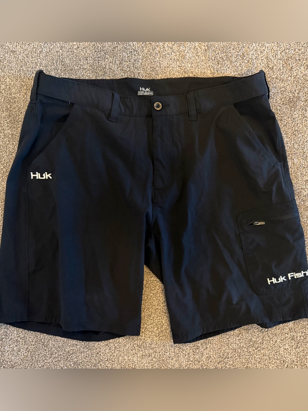 Huk Black Men's Fishing Cargo Shorts